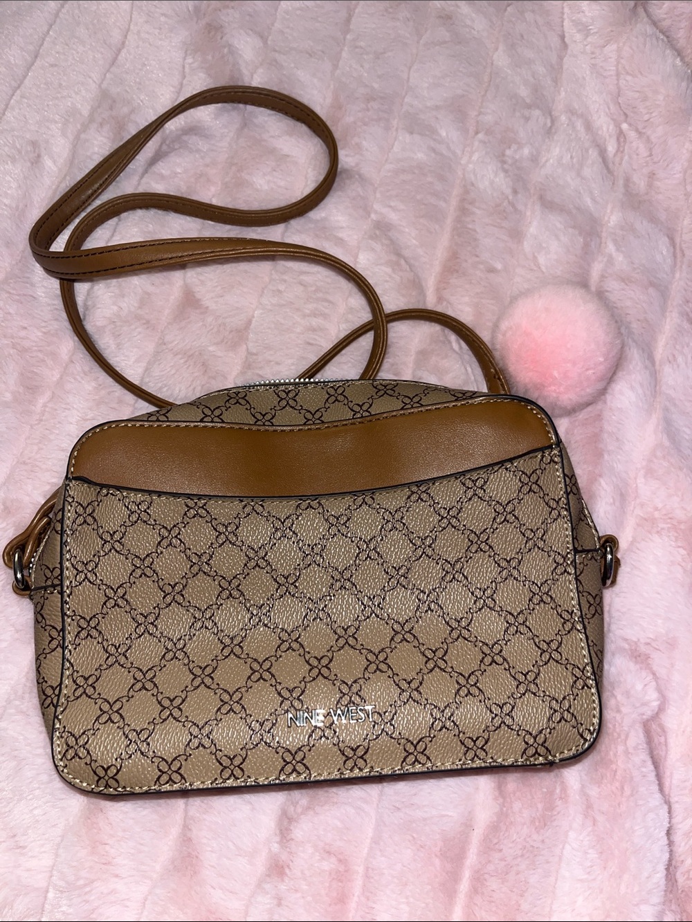 Nine West Brown Monogram Crossbody Bag